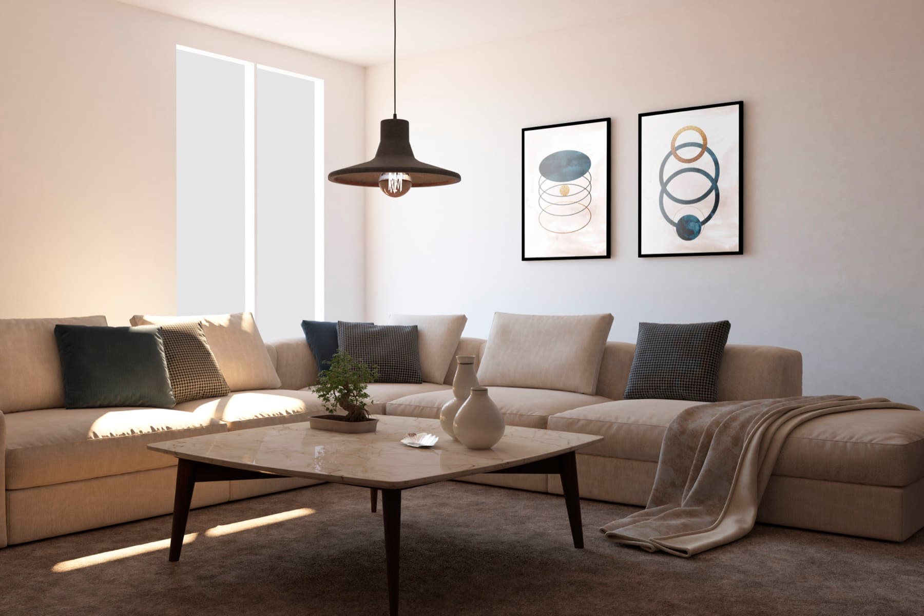 Salon lumineux d’une maison suivie par Imany